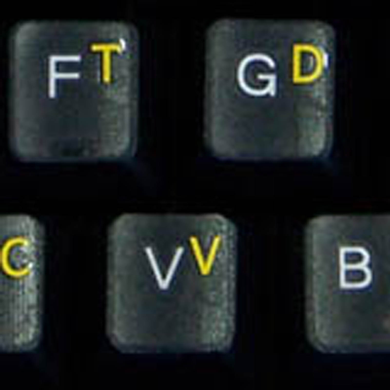 Colemak with Yellow Letters Transparent Computer Labels for Keyboards 