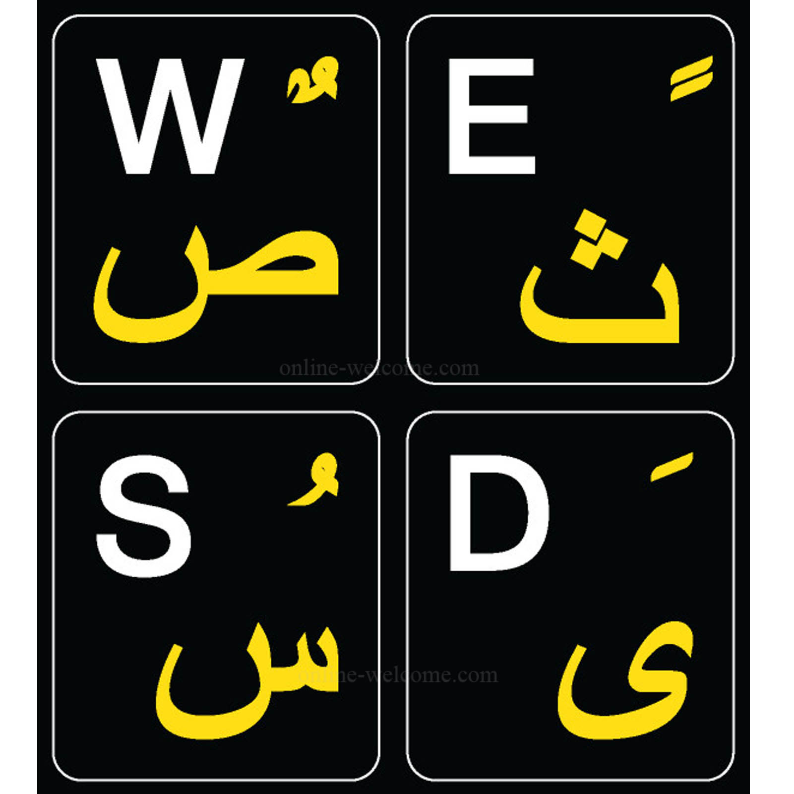 Persian Keyboard Stickers with White Letters Farsi 