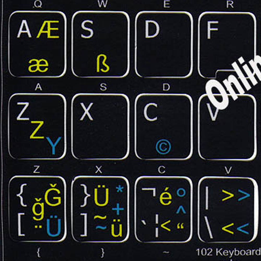 German-Turkish Q-English UK keyboard sticker