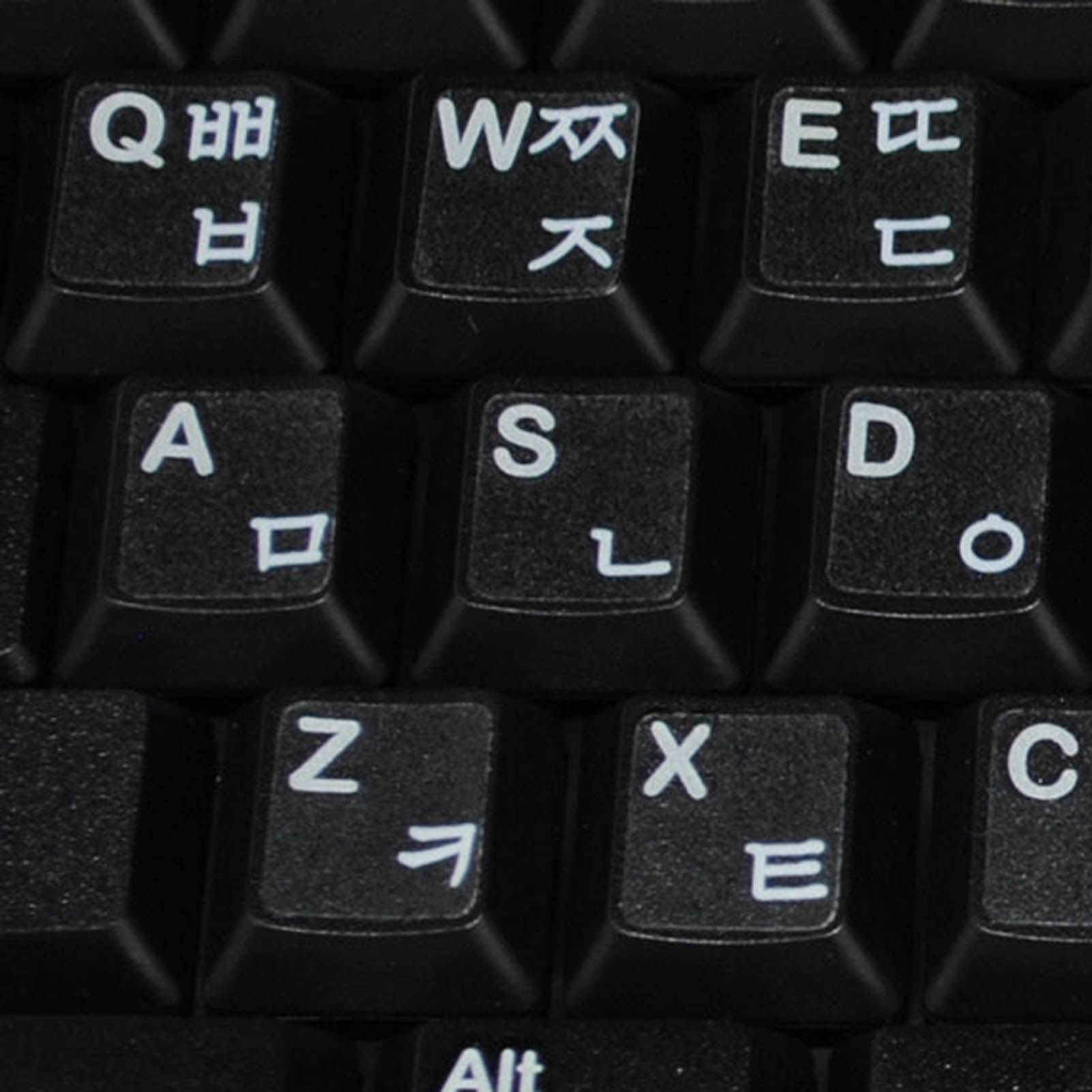 KOREAN TRANSPARENT KEYBOARD STICKERS WITH GREEN LETTERS 