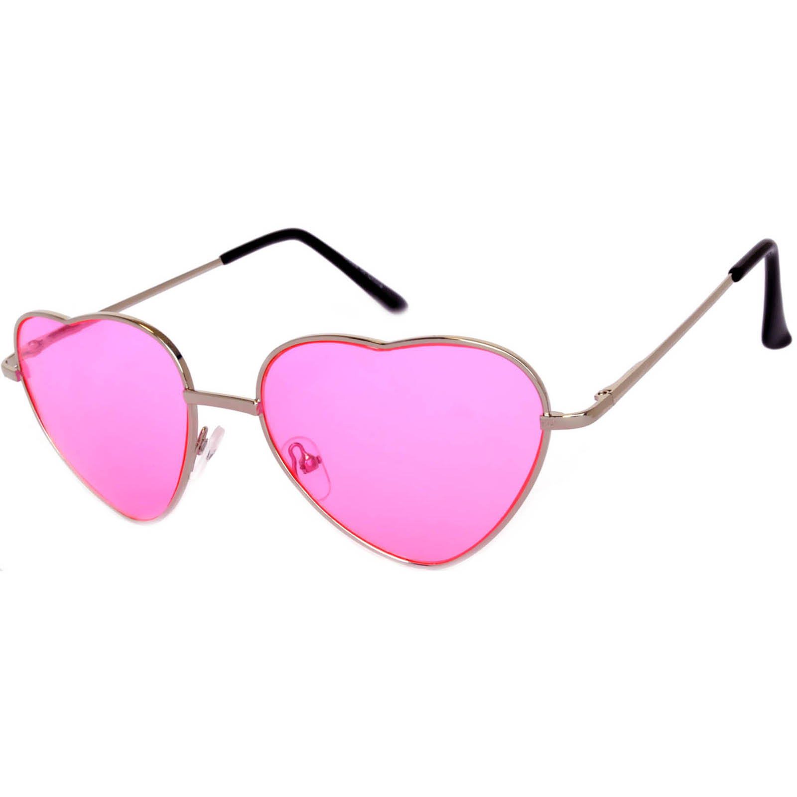 Chezi Womens Metal Colorful Iridium Coated Lens Heart Sunglasses