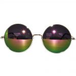Sunglasses 56mm Women's Metal Round Circle Silver Frame Mirror Multicolor Lens
