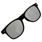 Sunglasses Flat Black Frame Silver Mirror Lens