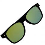 Sunglasses Flat Black Frame Yellow Mirror Lens