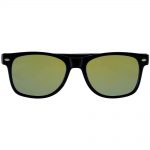 Sunglasses Flat Black Frame Yellow Mirror Lens