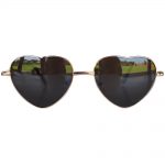Sunglasses Heart Women's Metal Gold Frame Brown Lens