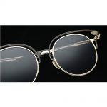 Sunglasses 86042 C6 Women's Metal Round Fashion Silver Frame Blue Mirror Lens One Pair