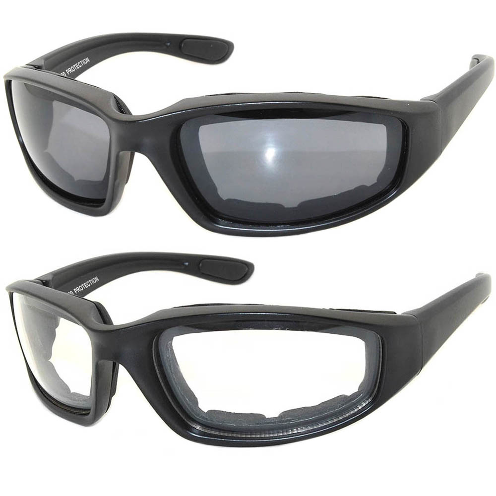 Owl ® Eyewear Motorcycle Black Frame Padded Glasses Clear Smoke Lens Two Pairs Online